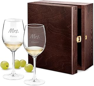 Maverton Weingläser mit Gravur für Paare 350 ml – 2er Wein Gläser Set – personalisierte Gesche…