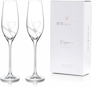 Romantic Passion Champagnergläser mit Swarovski-Kristallen – Gravierte Herzen, Minimalistisches …
