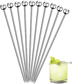 10 Stück Edelstahl Cocktailspieße,Basicon Martini-Spieße Cocktail Obst Sticks Cocktail Pick Ma…
