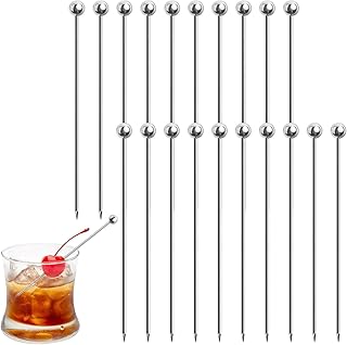 DONQL 20Stück Stainless Steel Cocktail Sticks Set Reusable Fruit Sticks Toothpicks Metal Martini…
