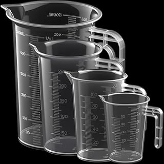 Messbecher Set 4-teilig, Transparent Mit Griff, 50ml 100ml 250ml 500ml, Hitzebeständig Präzisio…