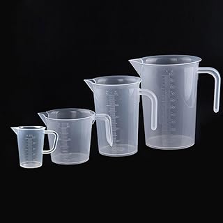 4 Pack Messbecher Set 100ML 250ML 500ML 1000ML Messbecher Plastik with Handle for Detergent, Kitc…