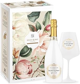 SCAVI & RAY Geschenkset Ice Prestige Spumante mit Designglas, halbtrocken, fruchtig frischer Scha…