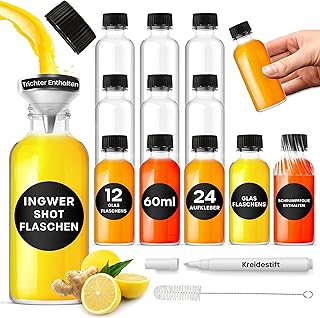 volila Shot Flaschen zum Befüllen – 12 x 60 ml Mini Glasflaschen – Kleine Flaschen zum Befüllen…