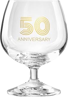 Krosno Verziertes Glas mit Gravur „50 Anniversary“, „50. Jahrestag“ für Bier und Whisky …