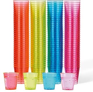 MATANA 150 Bunte Shotgläser Plastik, Schnapsgläser (3cl) – Neon Becher Schwarzlicht – Schnapsbe…