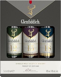 Glenfiddich Single Malt Scotch Whisky Probierset (3 x 5cl) – 12 Jahre, 15 Jahre und 18 Jahre mit …