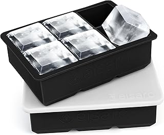 Eiswürfelform Silikon groß XXL Eiswürfel Form mit Deckel Eiswürfelbehälter 6-Fach 2er Pack E…