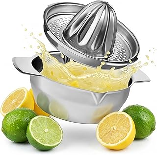 450ML Zitronenpresse Edelstahl – Orangen & Limetten – Rostfrei & Spülmaschinenfest – fängt Kern…