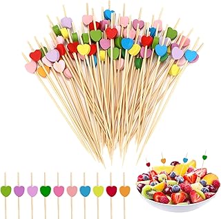 100 Stück Cocktailspieße, 12cm Cocktail Deko, Cocktail Sticks, Fingerfood Spieße, Holz Zahnsto…
