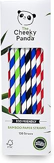 The Cheeky Panda Bambus Strohhalme Papier Bunte | 100 x Cocktail Strohhalme | Stark und Langlebig