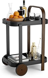 Umbra Bellwood Barwagen, Servierwagen und Aufbewahrung mit 2 Ebenen und herausnehmbaren Tabletts …