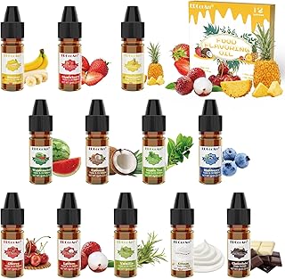 ERCorArt Flavour Drops – 12 Konzentrierte Lebensmittel Aromaöl, Flüssiger Lip Gloss Flavoring O…