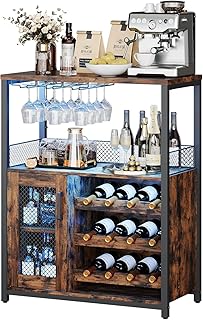 Garvee Weinschrank Weinregal Industrial mit Led Licht Barschrank mit Verstellbarem Weinregal und …