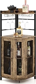 GIANTEX Weinschrank Eckschrank Industrial, Barschrank mit Glashalter, Weinbarschrank mit verstell…