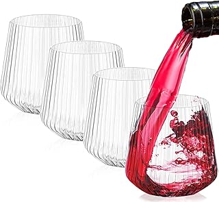 4er-Set 400 ml Weingläser Kunststoff, Plastik Weingläser Mehrweg, Tragbare Camping Gläser Unze…