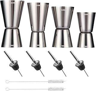 Cocktail Messbecher,4 Stück Edelstahl Barmaß 3cl/4cl/5cl/6cl Klein Jigger,Dual Gin cl Messbeche…
