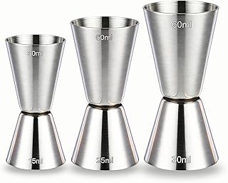 Cocktail Messbecher Set – 3er Pack, Dual Spirit Measure Cup – Cocktail Messbecher – Edelstahl Bar…