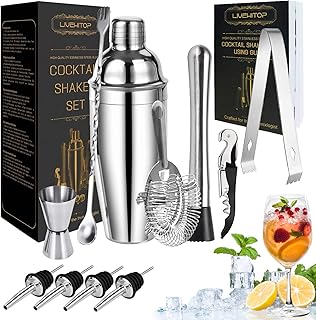 LIVEHITOP Cocktail Set, Edelstahl Cocktail Mix Set mit 750 ML Shaker Professionell Cocktail Shake…