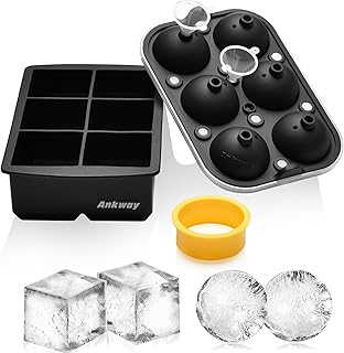Ankway Eiswürfelform 2er-Set, 5cm Eiswürfelbehälter für Eiswürfel und Eiskugeln mit Deckel u…