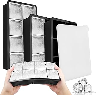 Fousenuk 3 Stück eiswürfelform groß, eiswürfelbehälter silikon, eiswürfelformen mit deckel,…