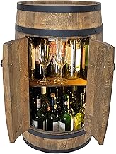Fassbar mit 2 Türen und LED Beleuchtung, Holzfass 80x50cm Weinfass – Barschränk handgemacht Fla…