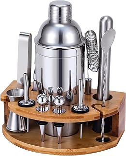 Cocktail Shaker Set, 12 Teiliges Edelstahl Bar Zubehör Set, 750ML Shaker Barkeeper Set mit Stän…
