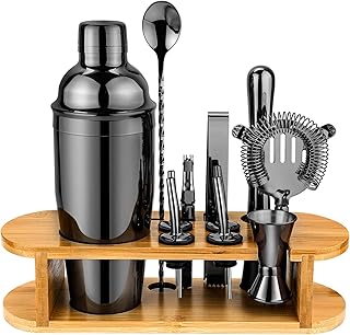 Cocktail Shaker Set Barkeeper Set mit Ständer, Edelstahl Drink Mixer Set mit allem wichtigen Zub…