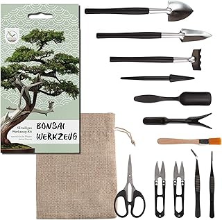 Bonsai Werkzeug-Set 13-teilig mit praktischem Aufbewahrungsbeutel – Mini Gartenwerkzeug für Zimm…