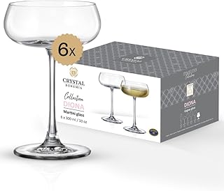 Crystal Bohemia Cocktailgläser – 6er Set, je 300 ml, spülmaschinenfest, kratzfest & langlebig -…