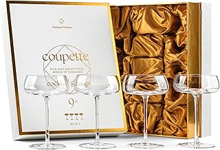 Coupette Cocktail Martini Gläser und Champagnerschalen | 4er Set | Elegante 260 ml Kristall Coup…