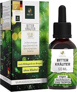 VITACTIV Bitterkräuter – Bittertropfen ohne Alkohol – Erlesene Kräuter plus Cholin & Zink – Bit…