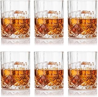 6 Stück Whiskey Glas, 330ml Wassergläser, Whiskeyglas Geschenke Spülmaschinenfest, Whisky Glas…