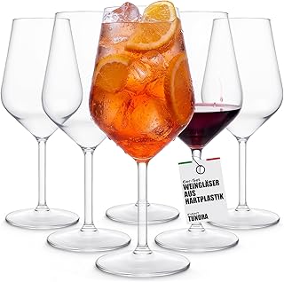 TUNDRA – 6er Set Kunststoff Weingläser, Aperol Spritz Gläser | EVENT 47 cl. | Camping Weingläs…