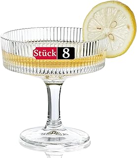 8 Stück Gerippte Coupé-Gläser | Martini-Gläser | Vintage-Cocktailgläser 20 cl