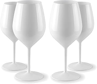 Weiße Weingläser aus Plastik, 4-teiliges Set, 51cl, spülmaschinenfest, unzerbrechlich, BPA-fre…