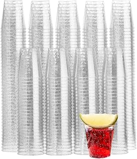 MATANA 150 Schnapsgläser aus Plastik mit Silberglitzer, 3cl – Pinnchen Kunststoff, Shotgläser, …