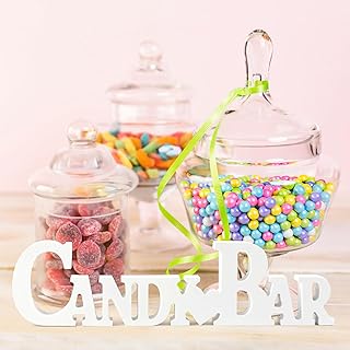 Candy Bar Deko, Holzschriftzug Candy Bar Zubehör, Weiß Candy Bar Schild, Candybar Tischdekorati…