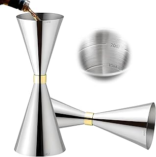 Delgeo Edelstahl Cocktail Messbecher,Professioneller Jigger Spirit -Maß mit Mark 5/10/15/20/25/3…