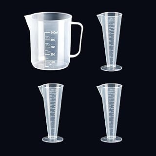 4 Stück Messbecher Kunststoff, 100ml, 500ml Präzisions Messbecher mit Waage, Transparent Measur…