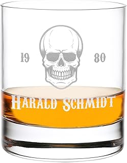 polar-effekt Whiskyglas Kristall Tumbler 315 ml mit Wunschgravur Motiv Totenkopf – individuelles …