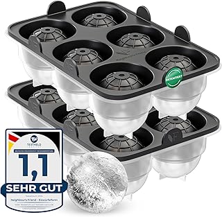 Patentierte Eiskugelform 2er Pack – Große Eiswürfelform rund Platinsilikon für Cocktails, Whis…