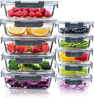 Igluu Meal Prep Glas-Frischhaltedosen mit BPA-freiem Deckel (10er-Pack) – mikrowellen-, ofen-, …