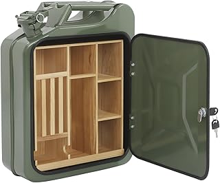 35×15.5x47cm Kanister Bar,Abschließbare Minibar mit Holzteilern und Sicherheitsschloss,Kaltgewal…