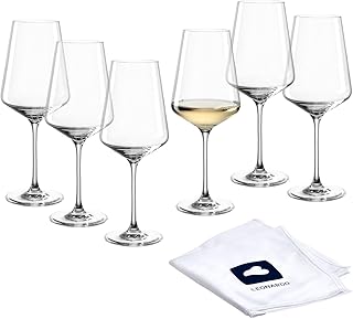LEONARDO HOME Weißweingläser PUCCINI (6er Set) inkl. Poliertuch • Kratzfeste Weingläser (560…