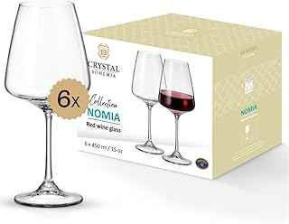 Crystal Bohemia Rotweingläser – 6er Set, je 450 ml, spülmaschinenfest, kratzfest & stoßfest – …