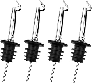 ariel-gxr 4 x Flaschenausgießer mit Klappe, Spirituosen-Ausgießer dosierer Weinausgießer Metal…