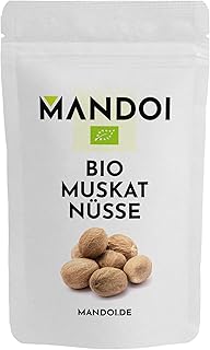 Mandoi BIO Muskatnuss ganz 12 Stück, Muskat Nuss handverlesen. Organic Nutmeg