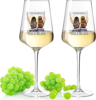 GRAVURZEILE Puccini Weinglas mit UV-Druck – Beste Freundin Konfiguration – Umfangreich anpassbare…