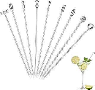 VelvetGlow Martini Cocktail Picks 9 Pcs, 4,1 Zoll OlivenspießE Aus Edelstahl, Wiederverwendbare …